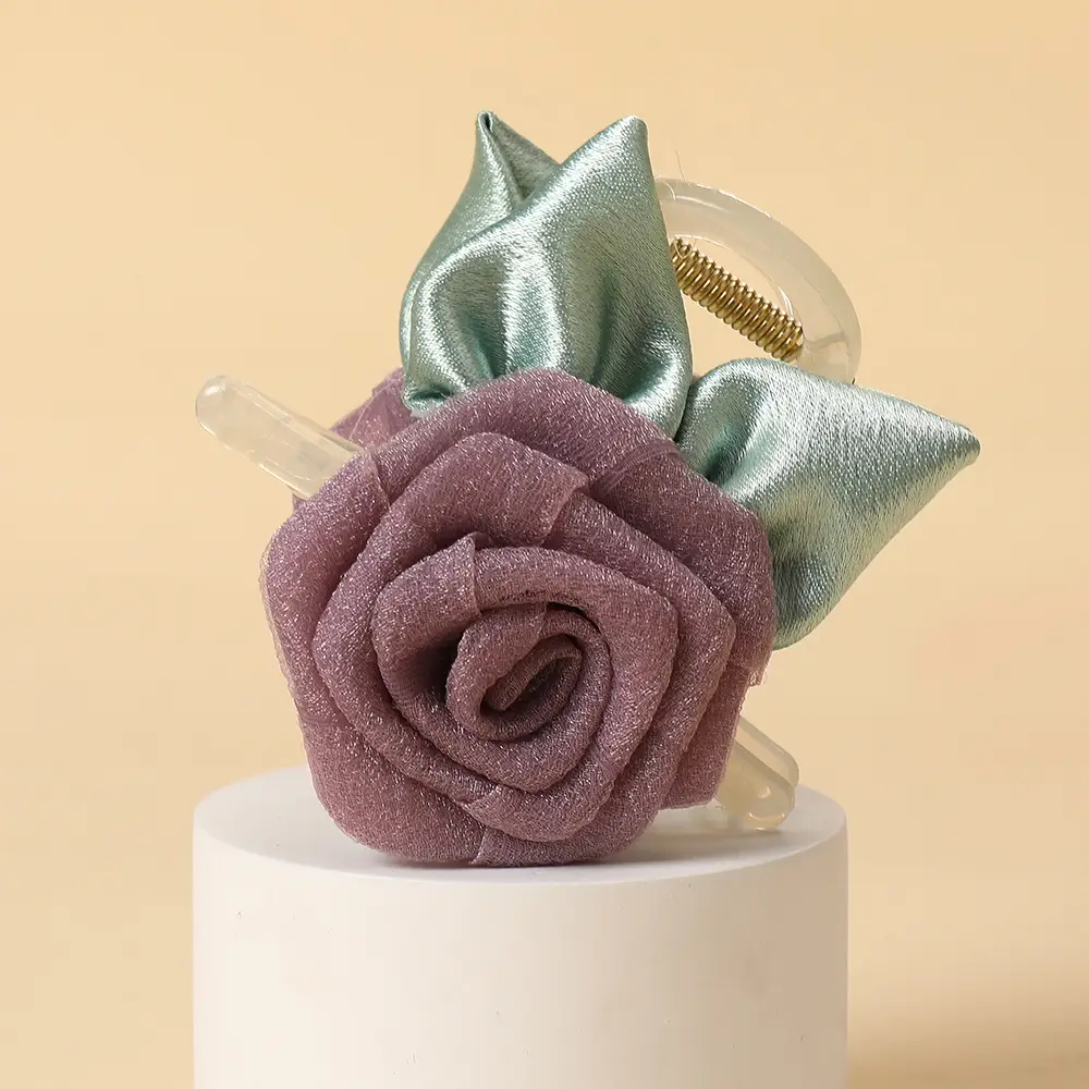 Turquoise Fabric Rose Hair Clip for Women - Image 57