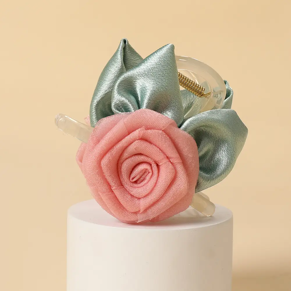 Turquoise Fabric Rose Hair Clip for Women - Image 58