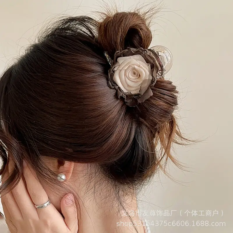Turquoise Fabric Rose Hair Clip for Women - Image 64