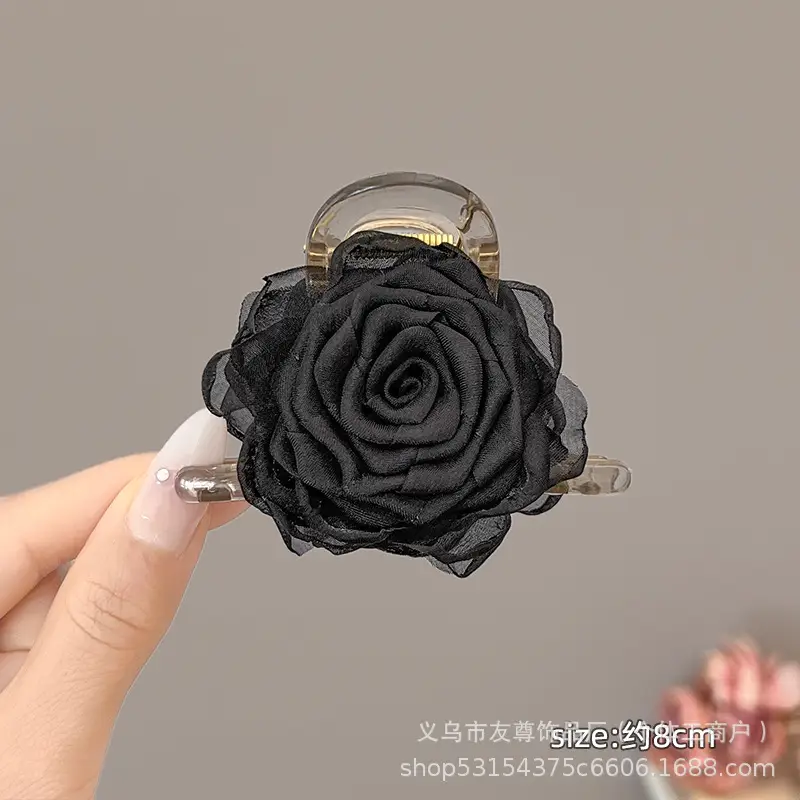 Turquoise Fabric Rose Hair Clip for Women - Image 66