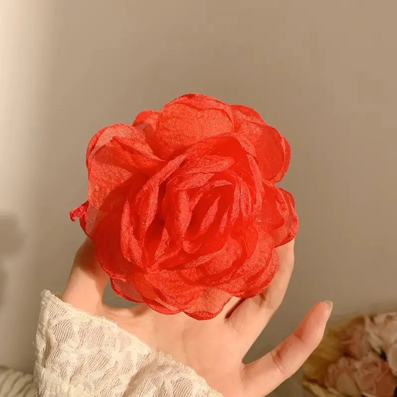 Turquoise Fabric Rose Hair Clip for Women - Image 69
