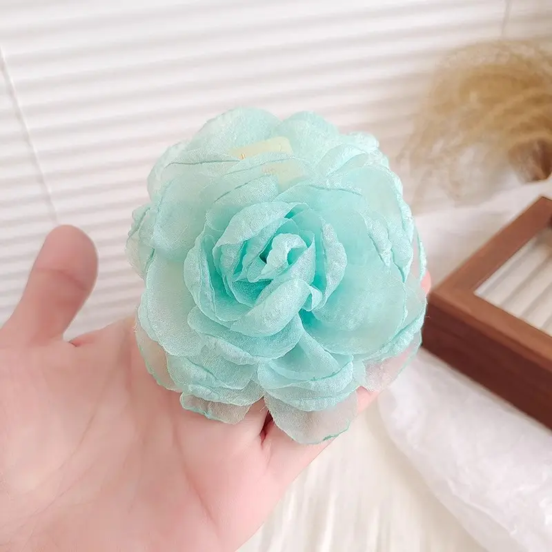 Turquoise Fabric Rose Hair Clip for Women - Image 72