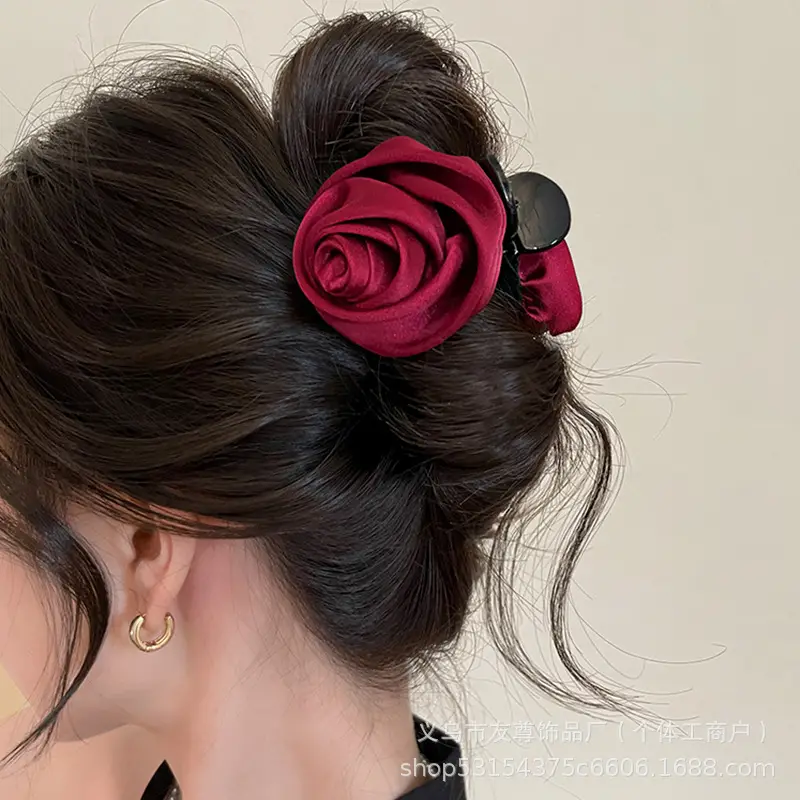 Turquoise Fabric Rose Hair Clip for Women - Image 76