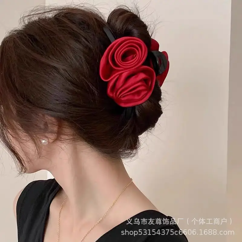 Turquoise Fabric Rose Hair Clip for Women - Image 77