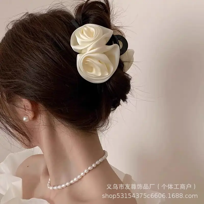 Turquoise Fabric Rose Hair Clip for Women - Image 78