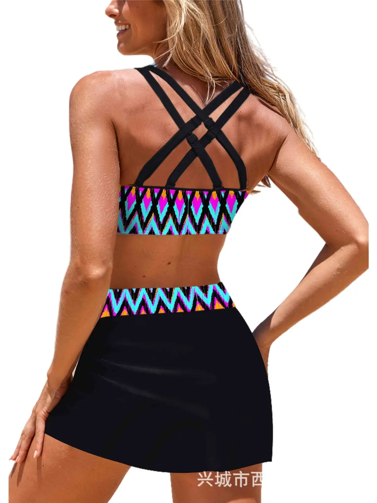 2024 Cross-Border Plus Size Pink Floral Swimwear Set - Image 34