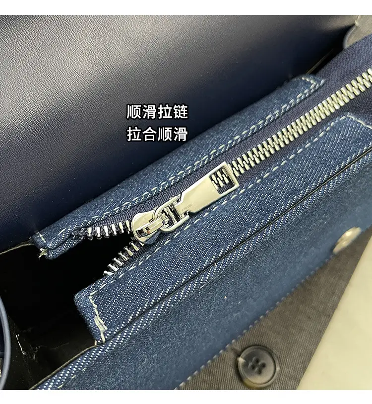 Women Denim Shoulder Messenger Bag Blue Light Square Design — feature 4