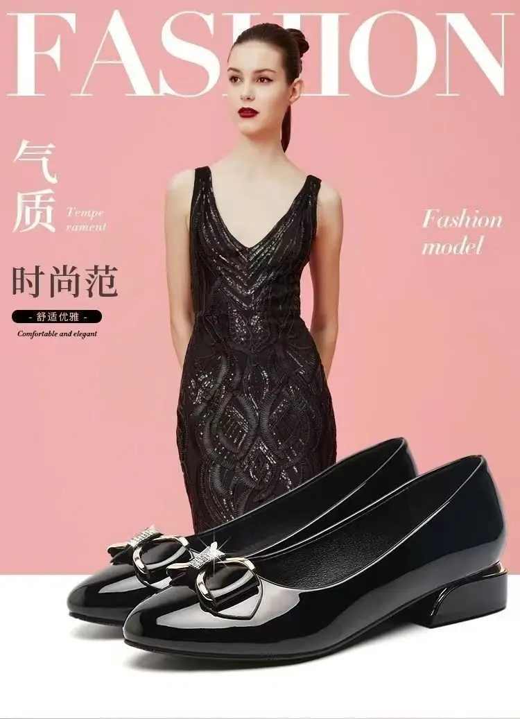 Mother's single-layer shoes soft leather single-layer shoes women's spring casual shoes all-match women's shoes thick heel middle-aged women's all-match soft bottom leather shoes — feature 2