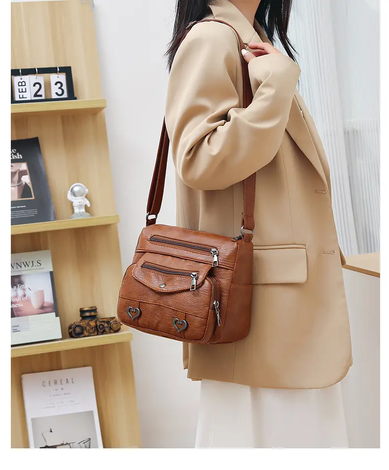 Brown Heart-Plated Crossbody Bag for Women — feature 21