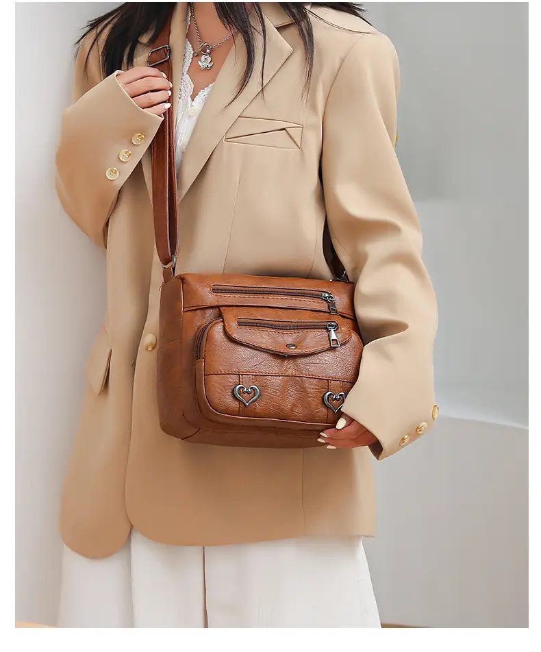 Brown Heart-Plated Crossbody Bag for Women — feature 22
