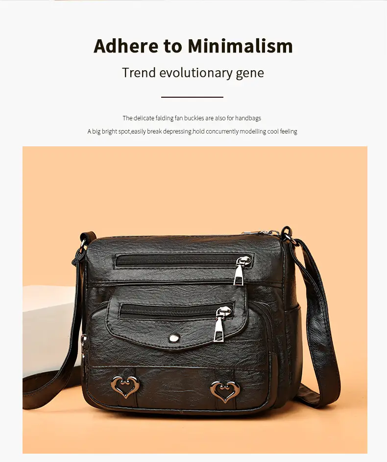 Brown Heart-Plated Crossbody Bag for Women — feature 3