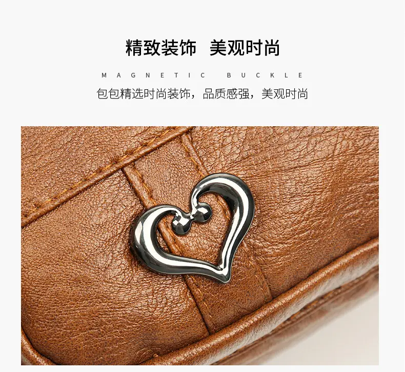 Brown Heart-Plated Crossbody Bag for Women — feature 4