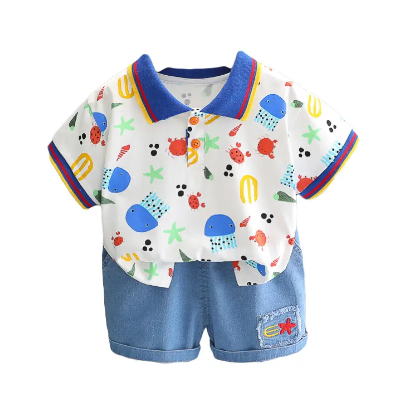 Boys' 2Pc Printed Polo Shorts Set Summer 2024 - Image 5