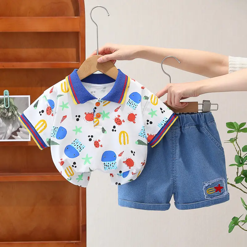 Boys' 2Pc Printed Polo Shorts Set Summer 2024 — feature 10