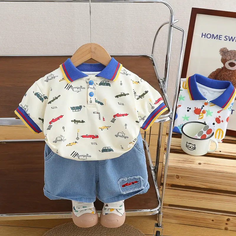 Boys' 2Pc Printed Polo Shorts Set Summer 2024 — feature 12
