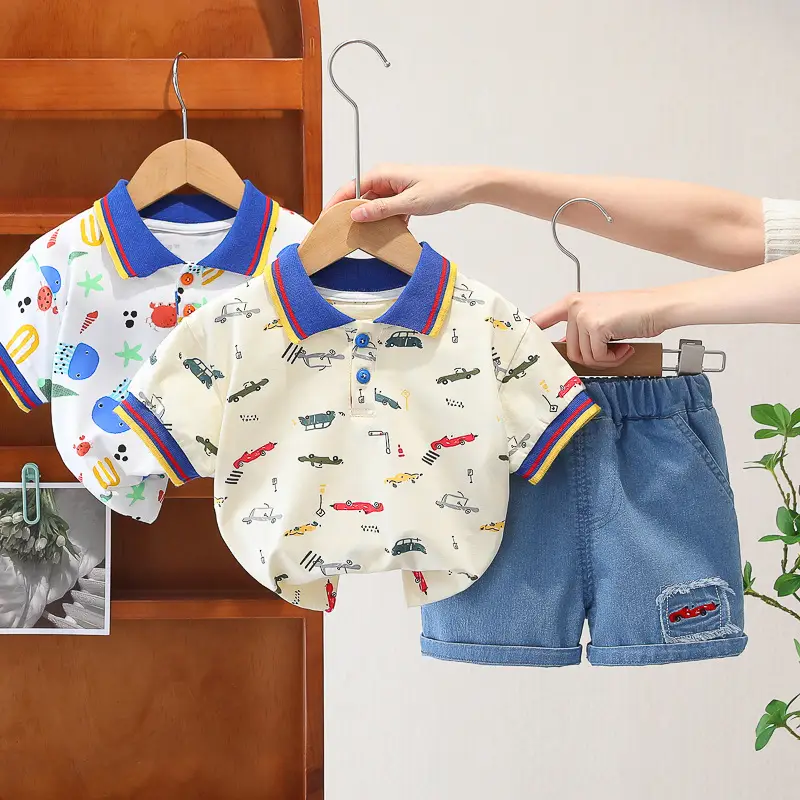 Boys' 2Pc Printed Polo Shorts Set Summer 2024 — feature 7