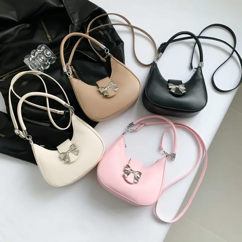 Sweet Bow Handbag for Women Beige New Spring Summer