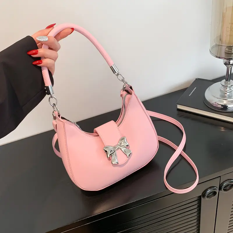 Sweet Bow Handbag for Women Beige New Spring Summer