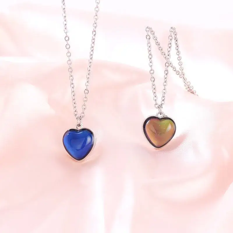 Temperature-Sensitive Heart Necklace Set for Women