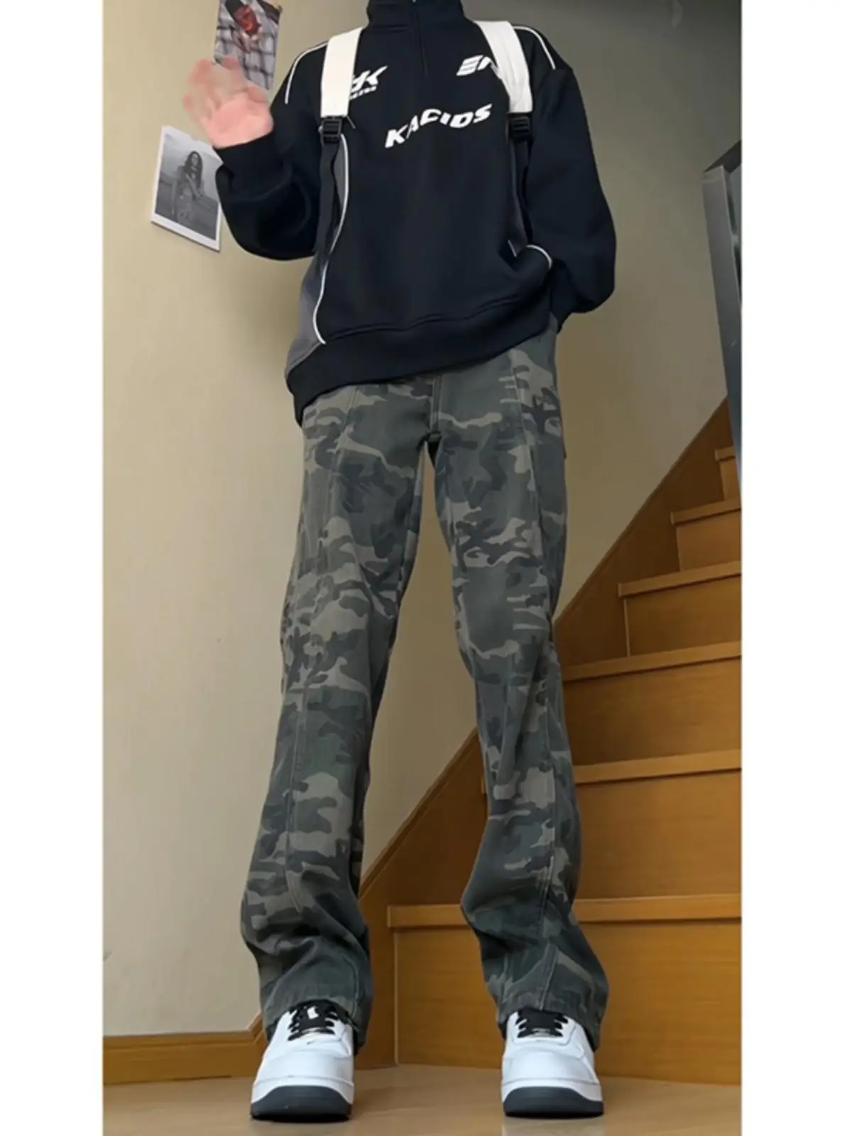 Men's Camo High Street Retro Logging Pants Spring Autumn Ootd Wear - Image 4