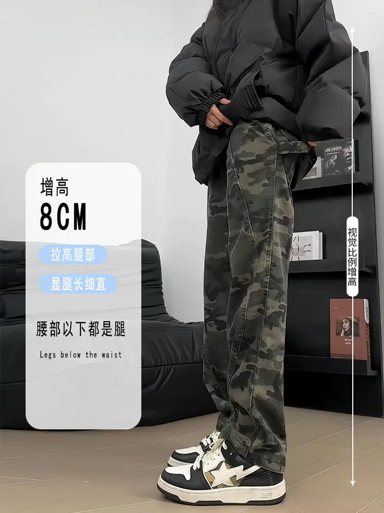 Men's Camo High Street Retro Logging Pants Spring Autumn Ootd Wear - Image 6