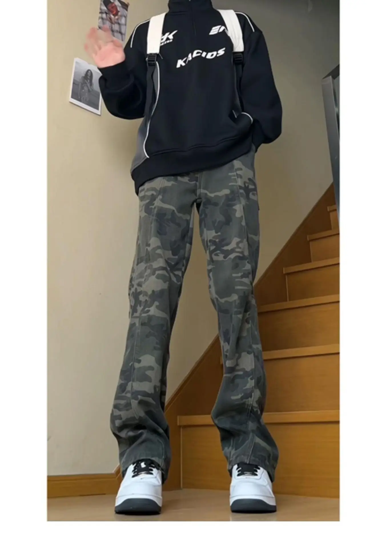 Men's Camo High Street Retro Logging Pants Spring Autumn Ootd Wear — feature 4