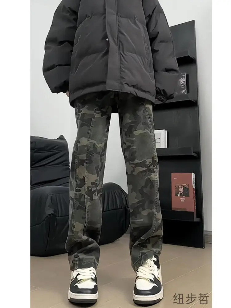 Men's Camo High Street Retro Logging Pants Spring Autumn Ootd Wear — feature 7