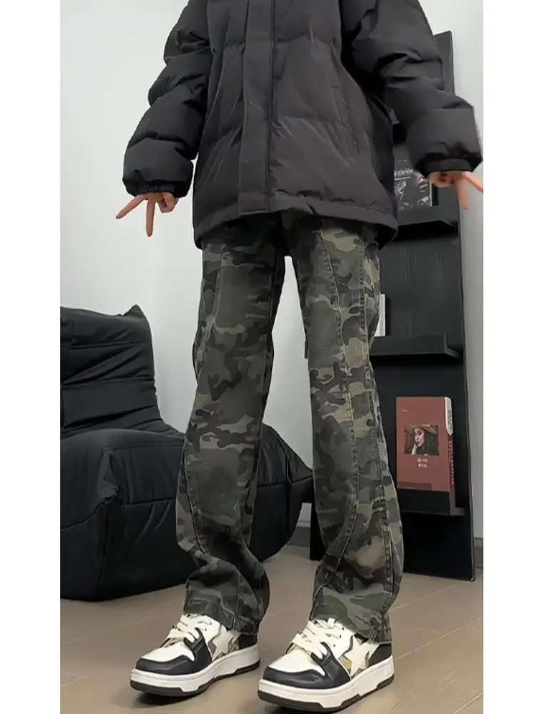 Men's Camo High Street Retro Logging Pants Spring Autumn Ootd Wear — feature 8