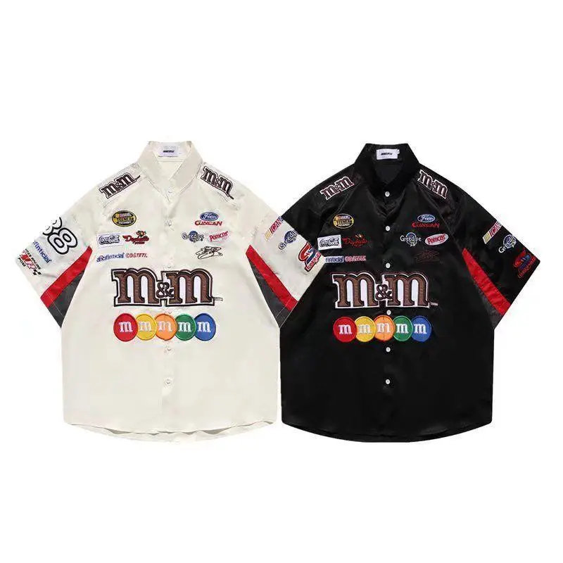 Men's American Style Racing Shirt Short Sleeve Summer Loose Fit