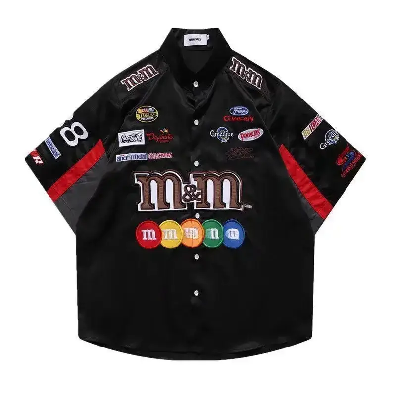 Men's American Style Racing Shirt Short Sleeve Summer Loose Fit