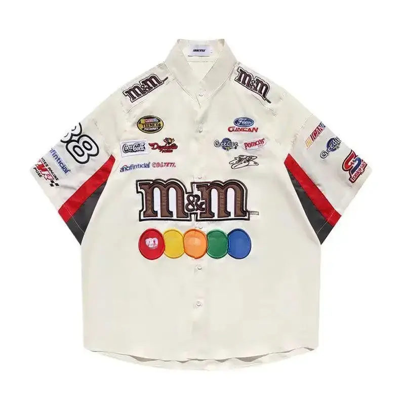 Men's American Style Racing Shirt Short Sleeve Summer Loose Fit