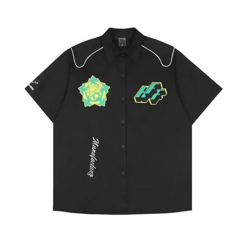 Men's American Style Racing Shirt Short Sleeve Summer Loose Fit