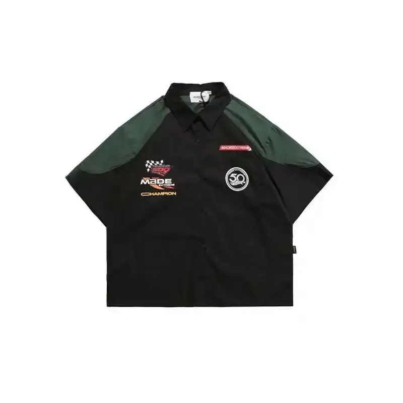 Men's American Style Racing Shirt Short Sleeve Summer Loose Fit
