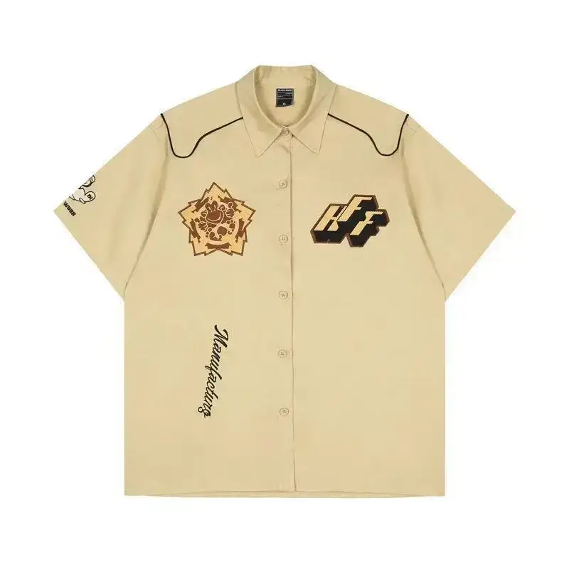 Men's American Style Racing Shirt Short Sleeve Summer Loose Fit