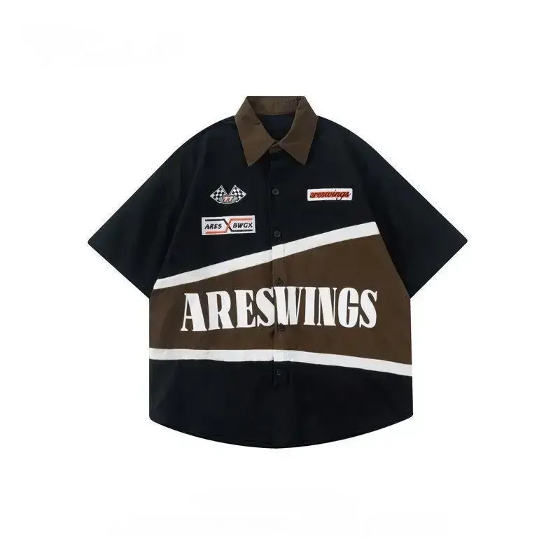 Men's American Style Racing Shirt Short Sleeve Summer Loose Fit