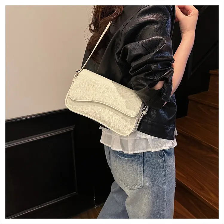Elegant White French Texture Shoulder Bag — feature 26