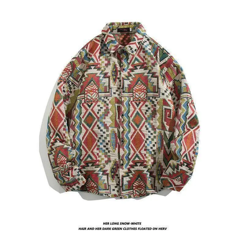 Men's Cuban Print Long Sleeve Jacket Autumn Winter