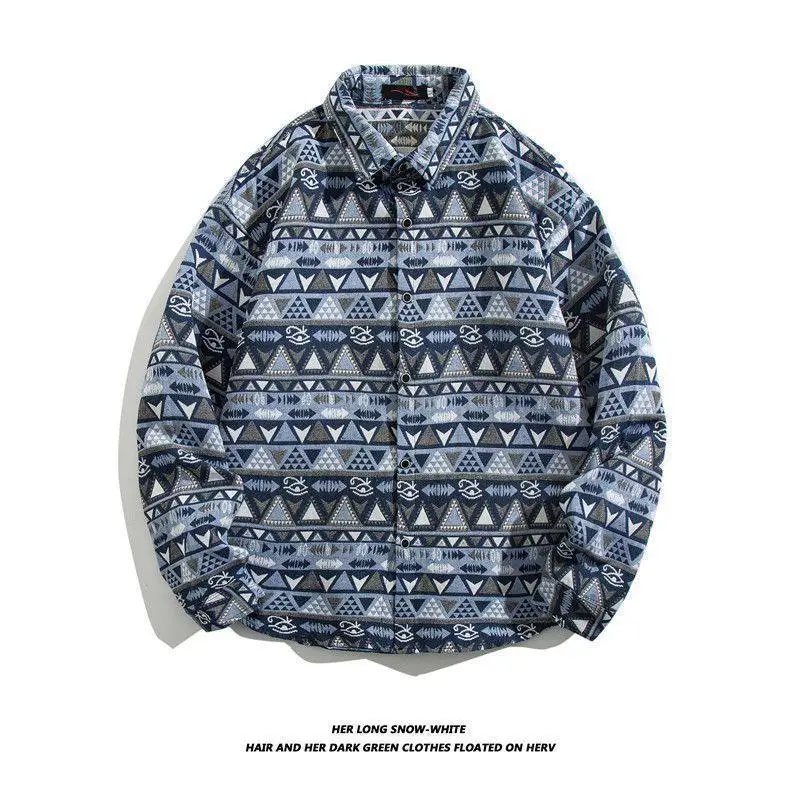 Men's Cuban Print Long Sleeve Jacket Autumn Winter
