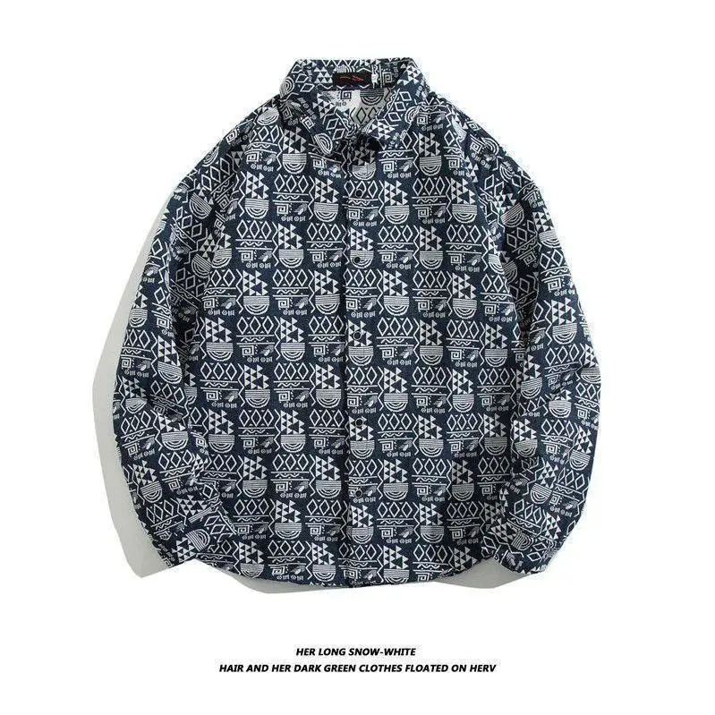 Men's Cuban Print Long Sleeve Jacket Autumn Winter