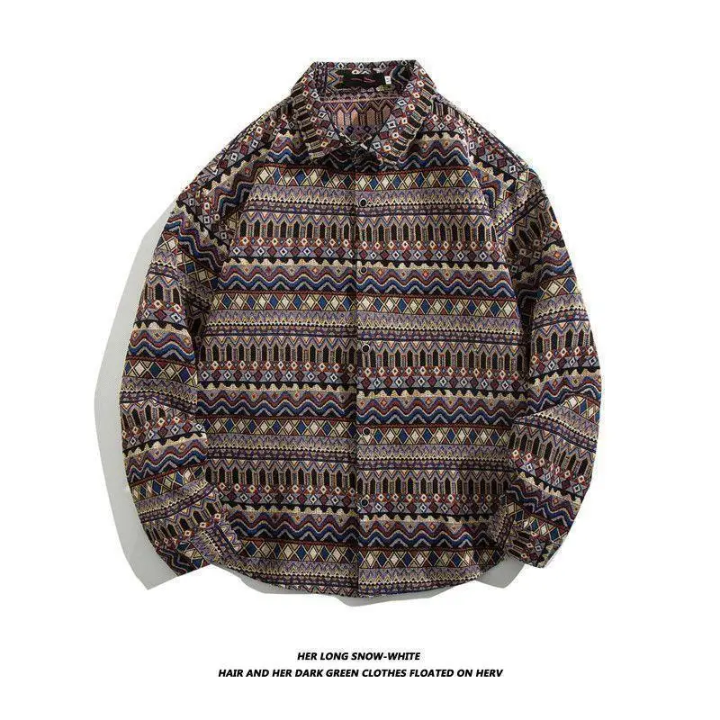 Men's Cuban Print Long Sleeve Jacket Autumn Winter