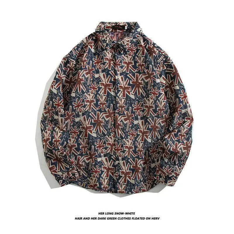 Men's Cuban Print Long Sleeve Jacket Autumn Winter