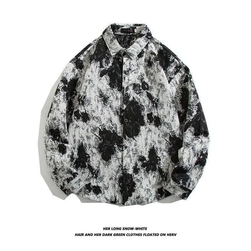 Men's Cuban Print Long Sleeve Jacket Autumn Winter