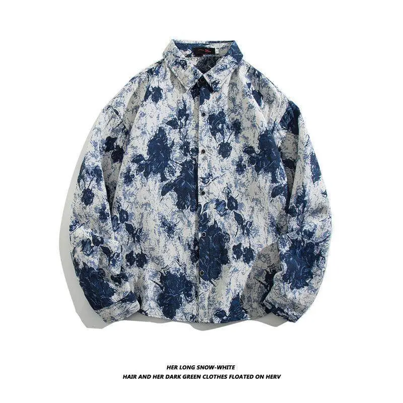 Men's Cuban Print Long Sleeve Jacket Autumn Winter