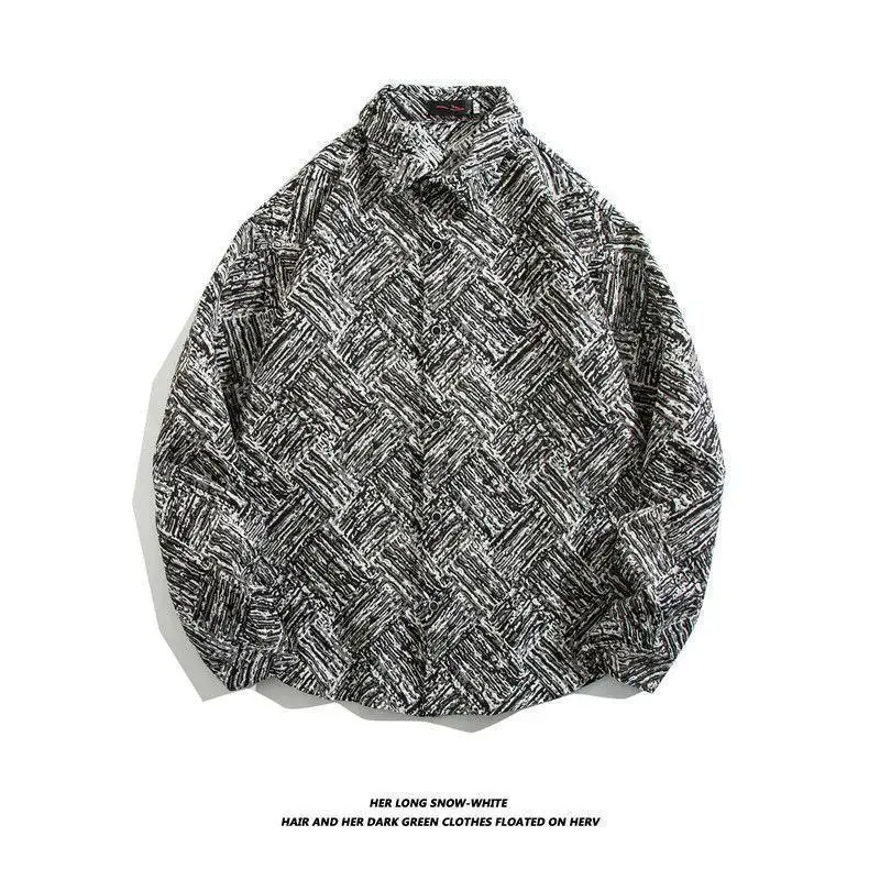 Men's Cuban Print Long Sleeve Jacket Autumn Winter