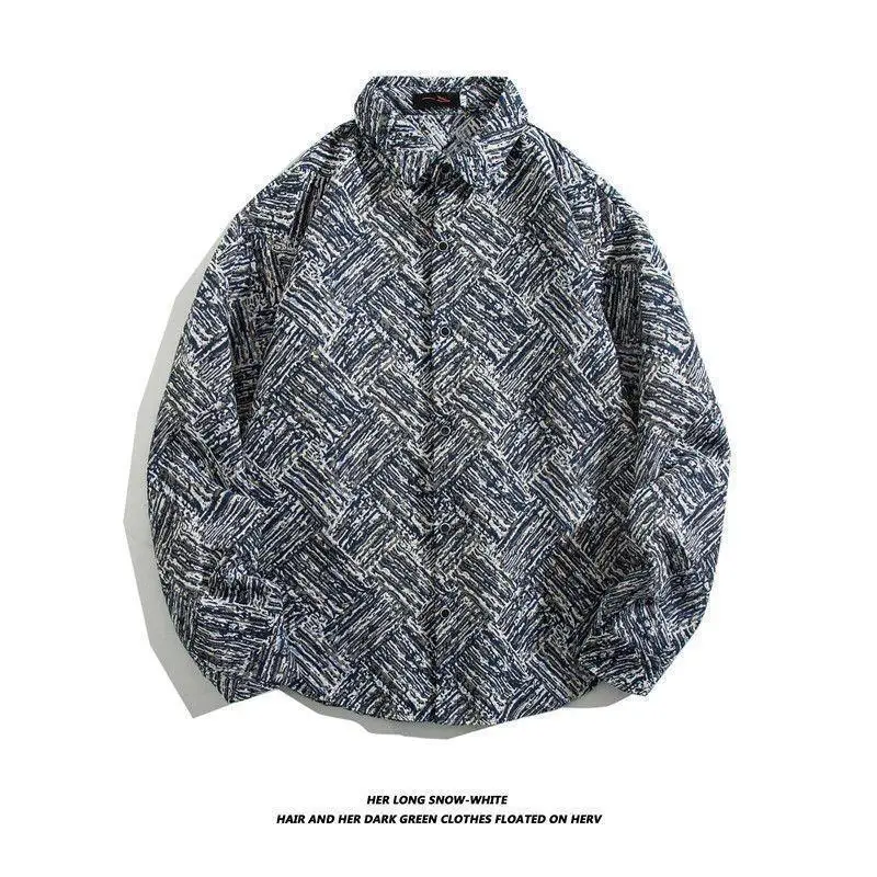 Men's Cuban Print Long Sleeve Jacket Autumn Winter