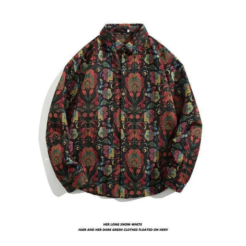 Men's Cuban Print Long Sleeve Jacket Autumn Winter