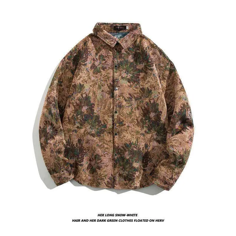Men's Cuban Print Long Sleeve Jacket Autumn Winter