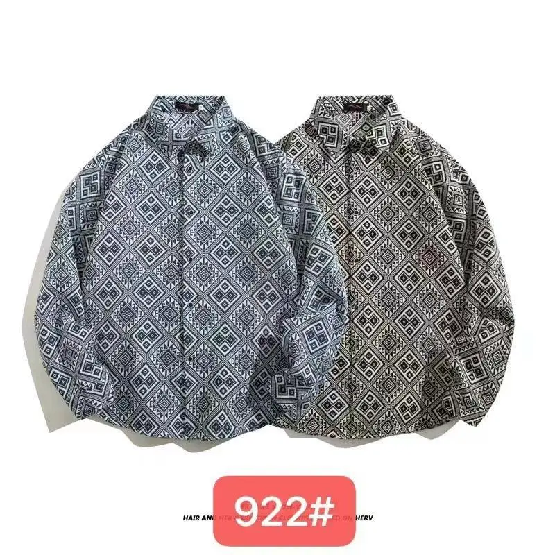 Men's Cuban Print Long Sleeve Jacket Autumn Winter