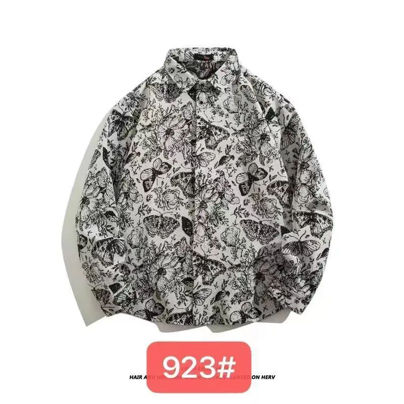 Men's Cuban Print Long Sleeve Jacket Autumn Winter