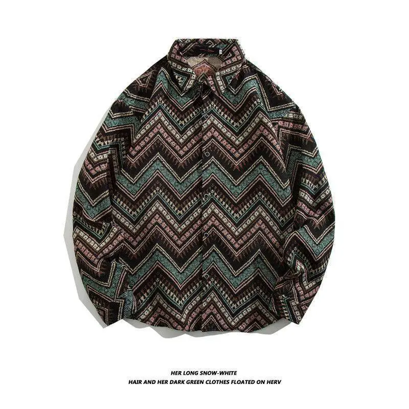 Men's Cuban Print Long Sleeve Jacket Autumn Winter